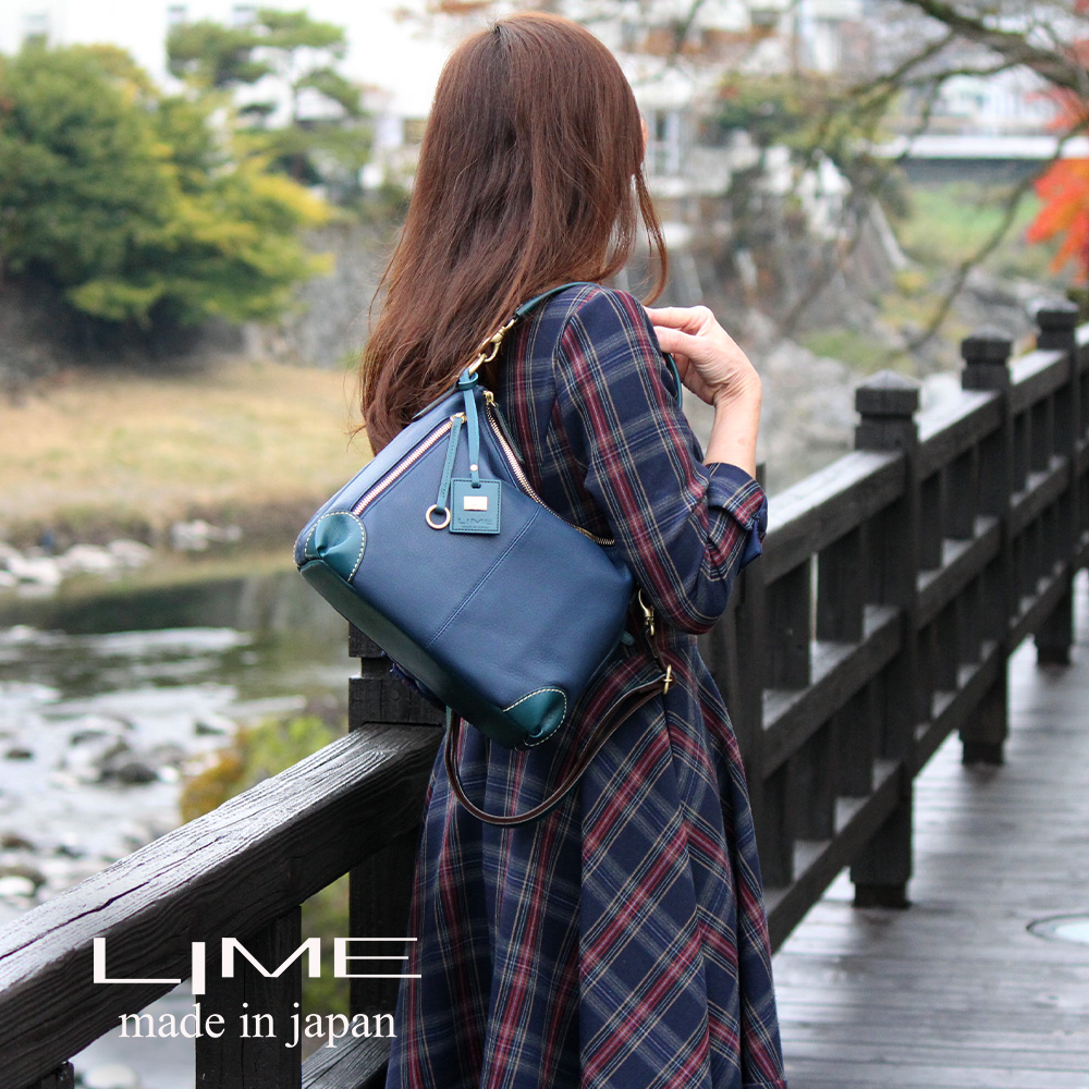 LIME made in japan ショルダーバッグ レディース 本革 2way 斜め掛け