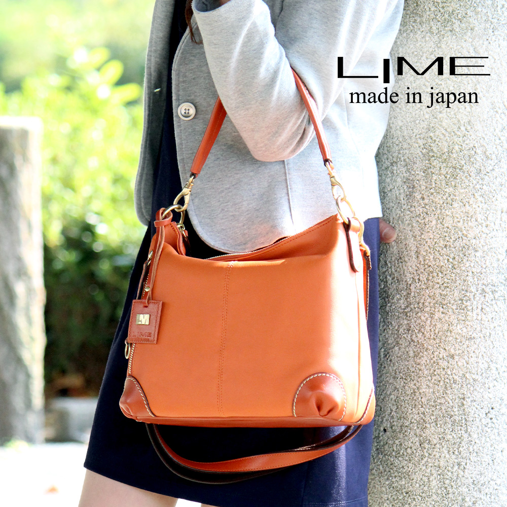 LIME made in japan ショルダーバッグ レディース 本革 2way 斜め掛け