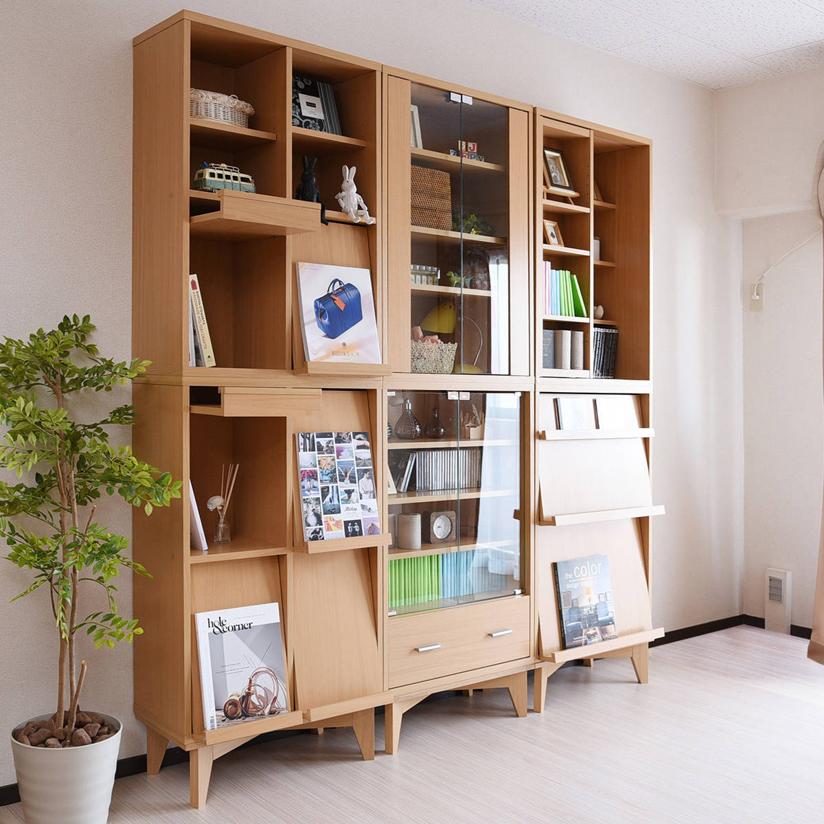 本棚 幅60cm 4段 スライド書棚 ボックスラックシリーズ （ 書棚