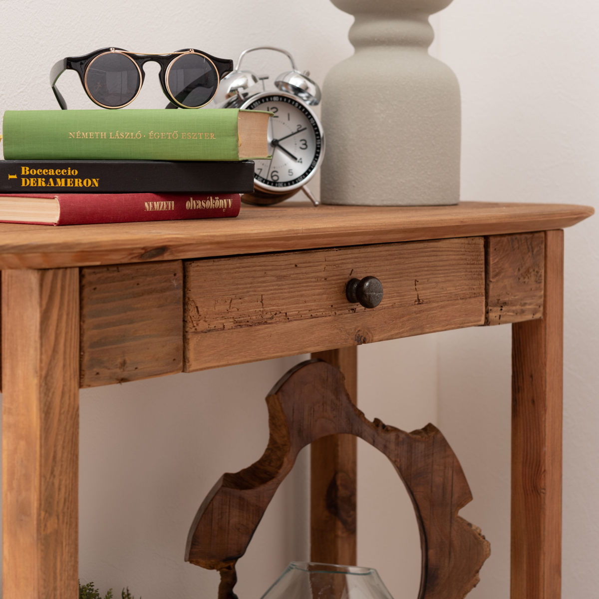 東谷 コンソール 幅95cm 引出し付 パイン古材 ヴィンテージ （ スリム