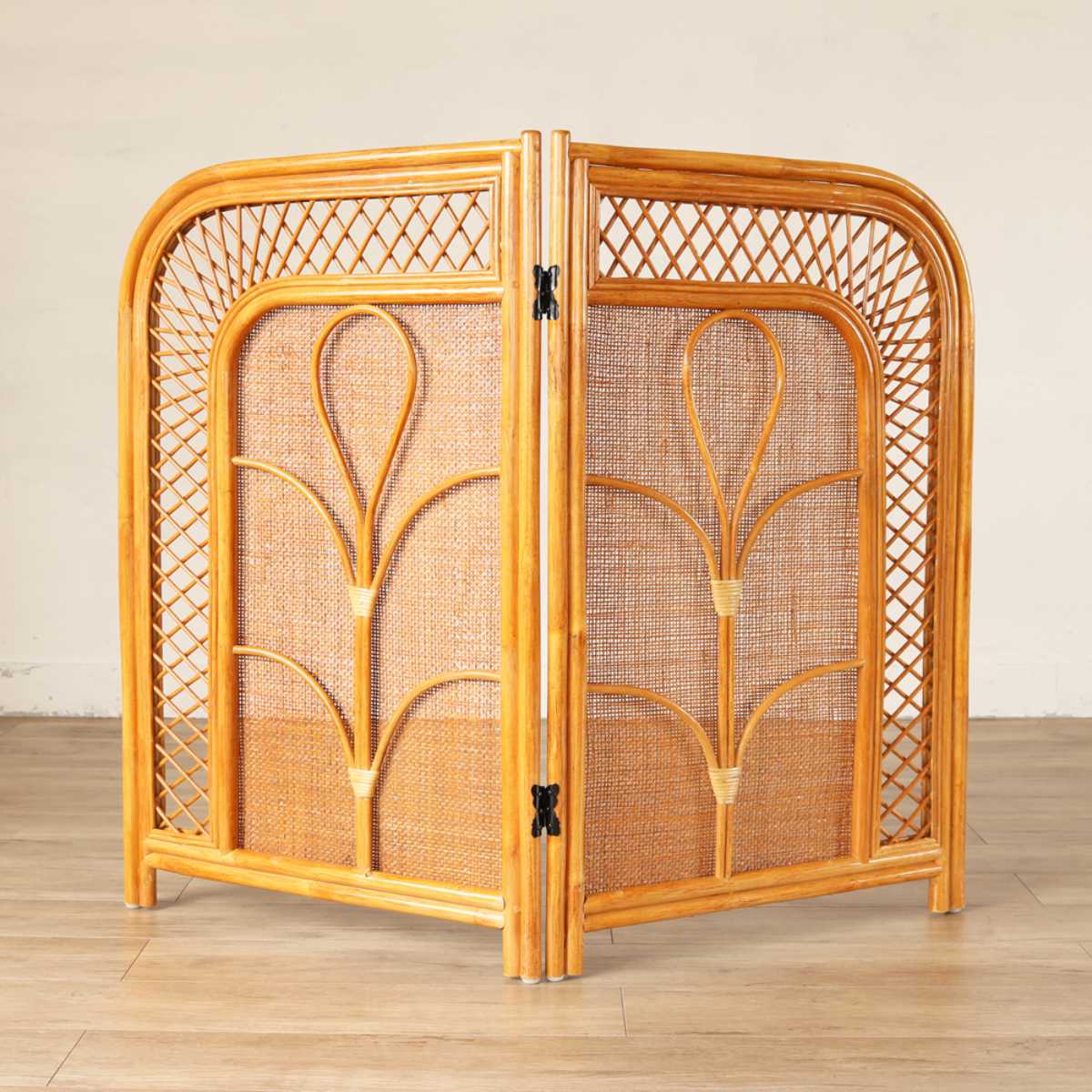 籐 スクリーン 二つ折り 高さ100cm 衝立 ラタン製 （ ついたて 屏風