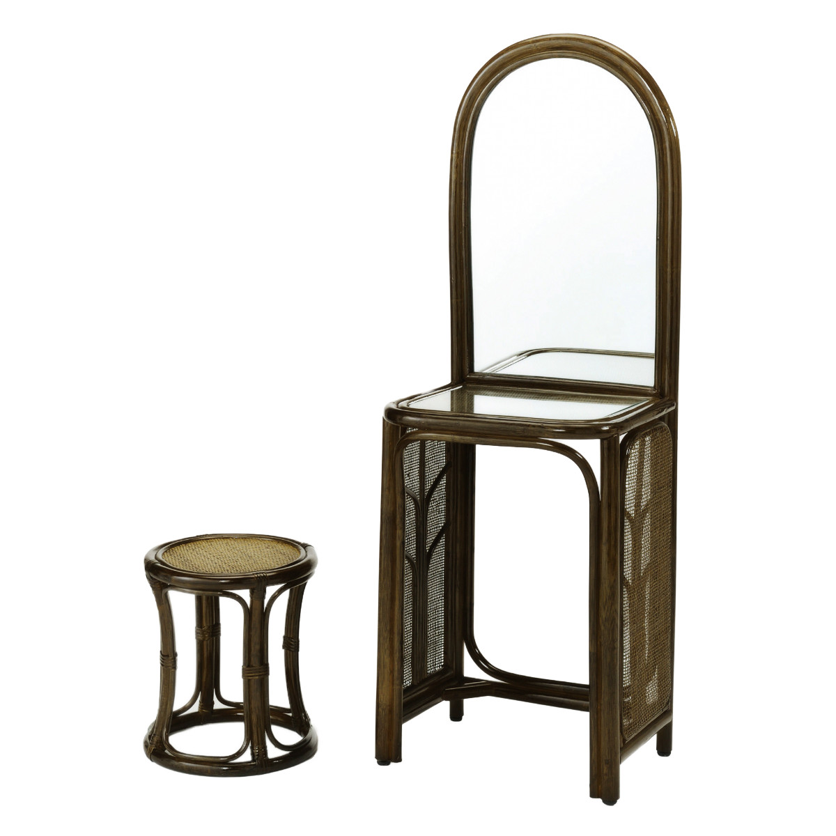 今枝商店 籐 ドレッサー 円型スツール付き 幅45cm （ ラタン スリム