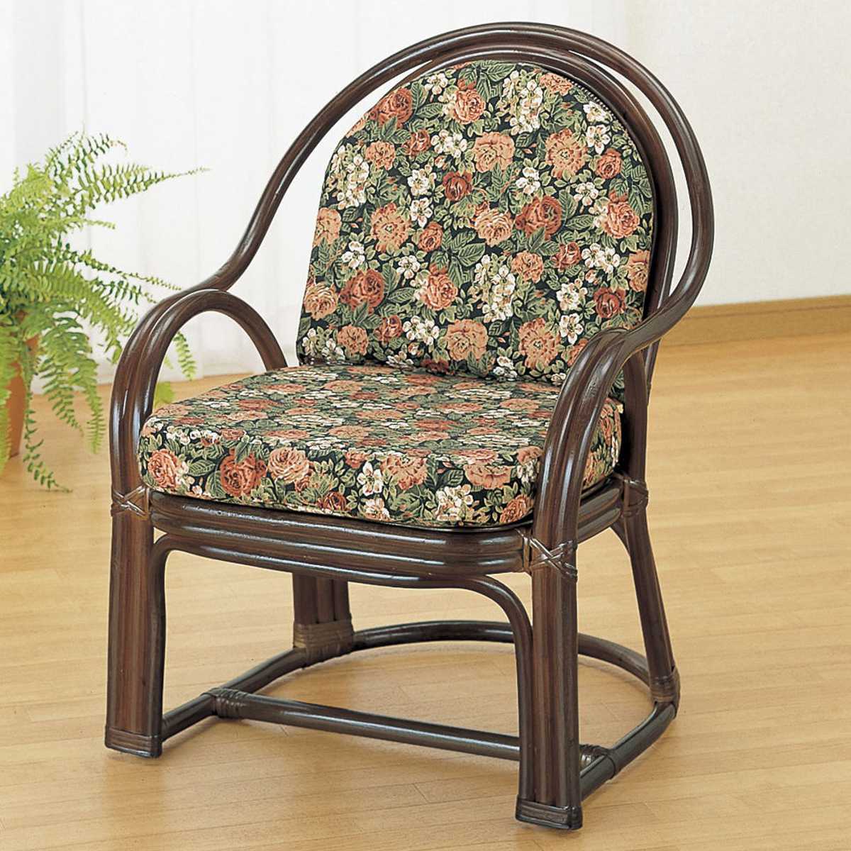 今枝商店 籐 アームチェア クッション付 座面高35cm （ 椅子 ラタン