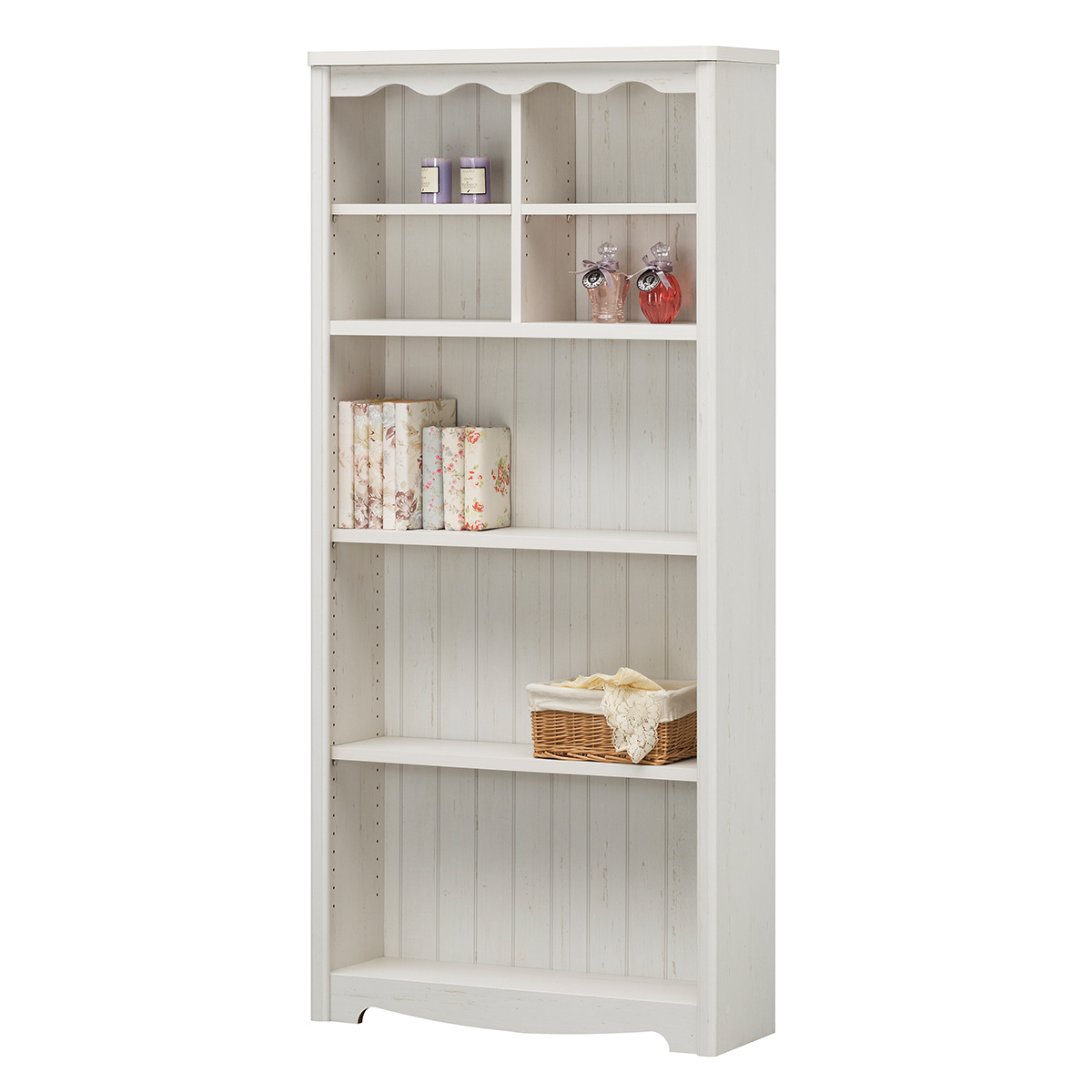 白井産業 オープンラック 幅74.4cm 5段 モンシェリーヌ 白家具 木製