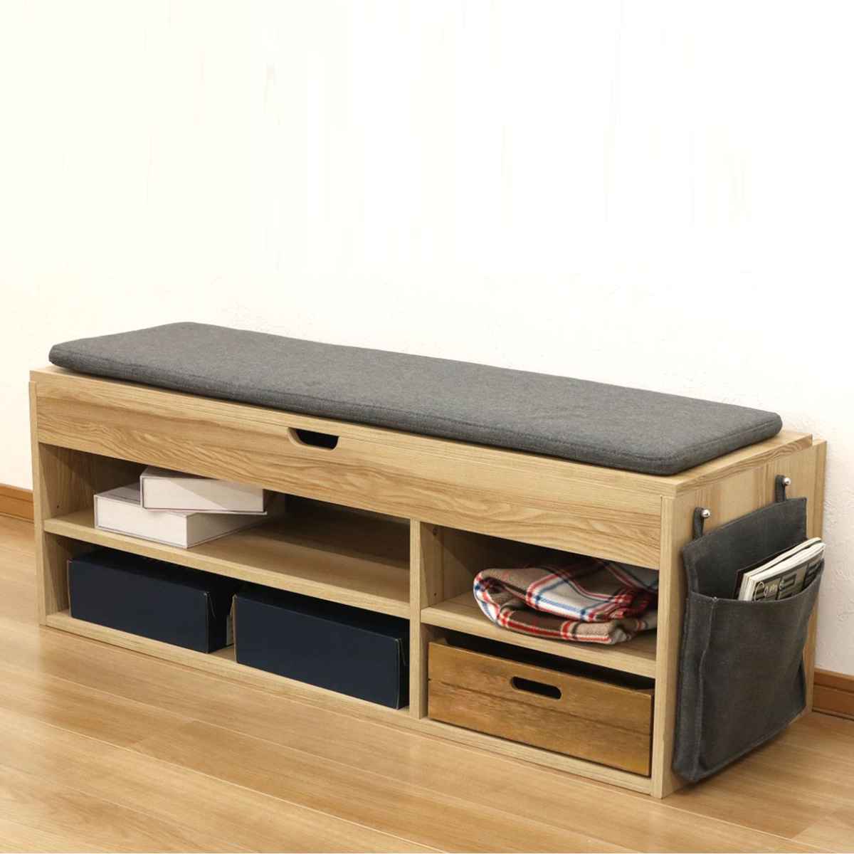 エイ・アイ・エス ベンチラック 2段2列 北欧風 座面収納 幅125cm