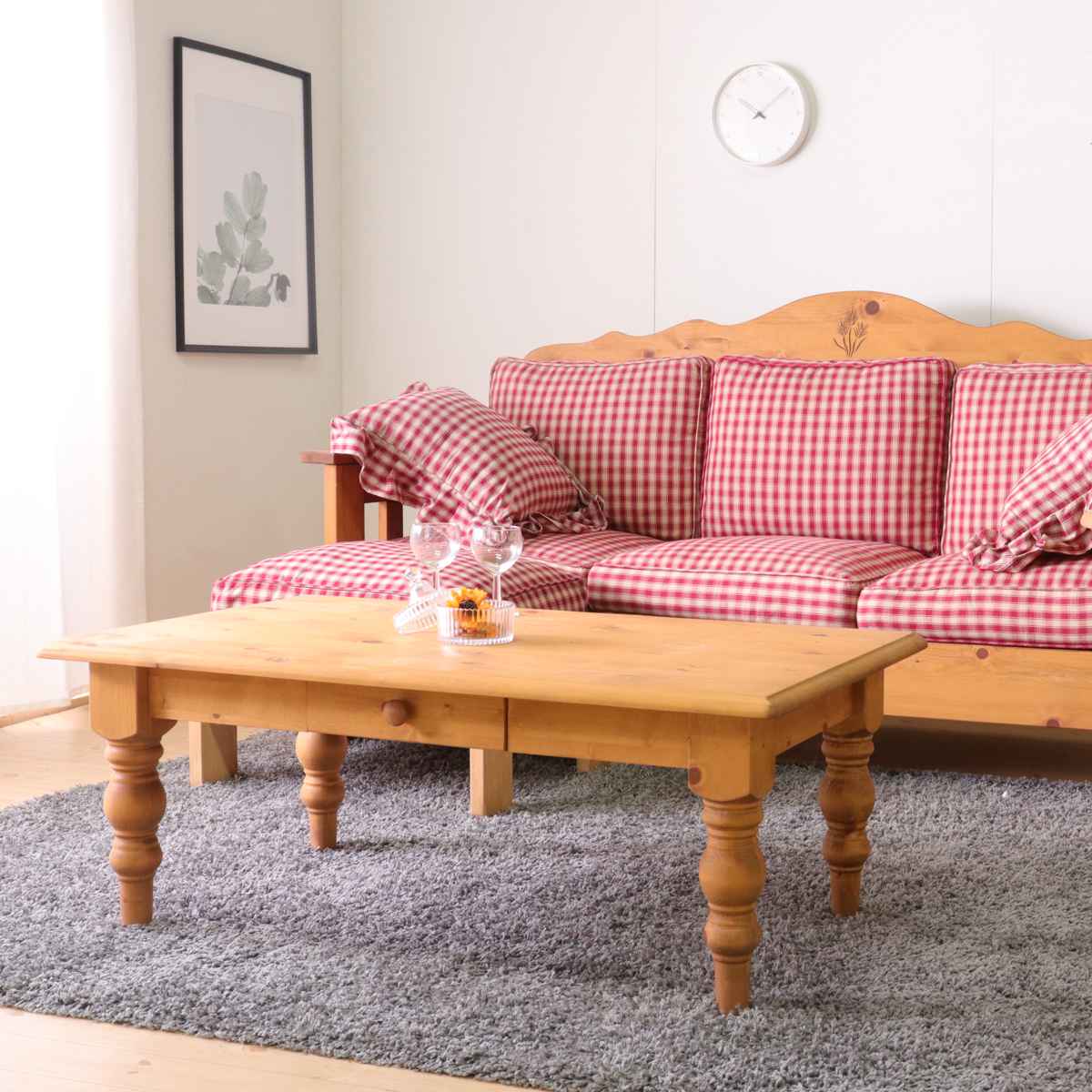 ローテーブル 小さめ 幅105cm 天然木 カントリー調 （ センター