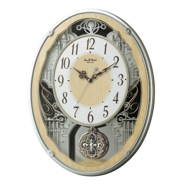 RHYTHM 振り子時計 スモールワールドクラッセ 30曲収録 電波時計