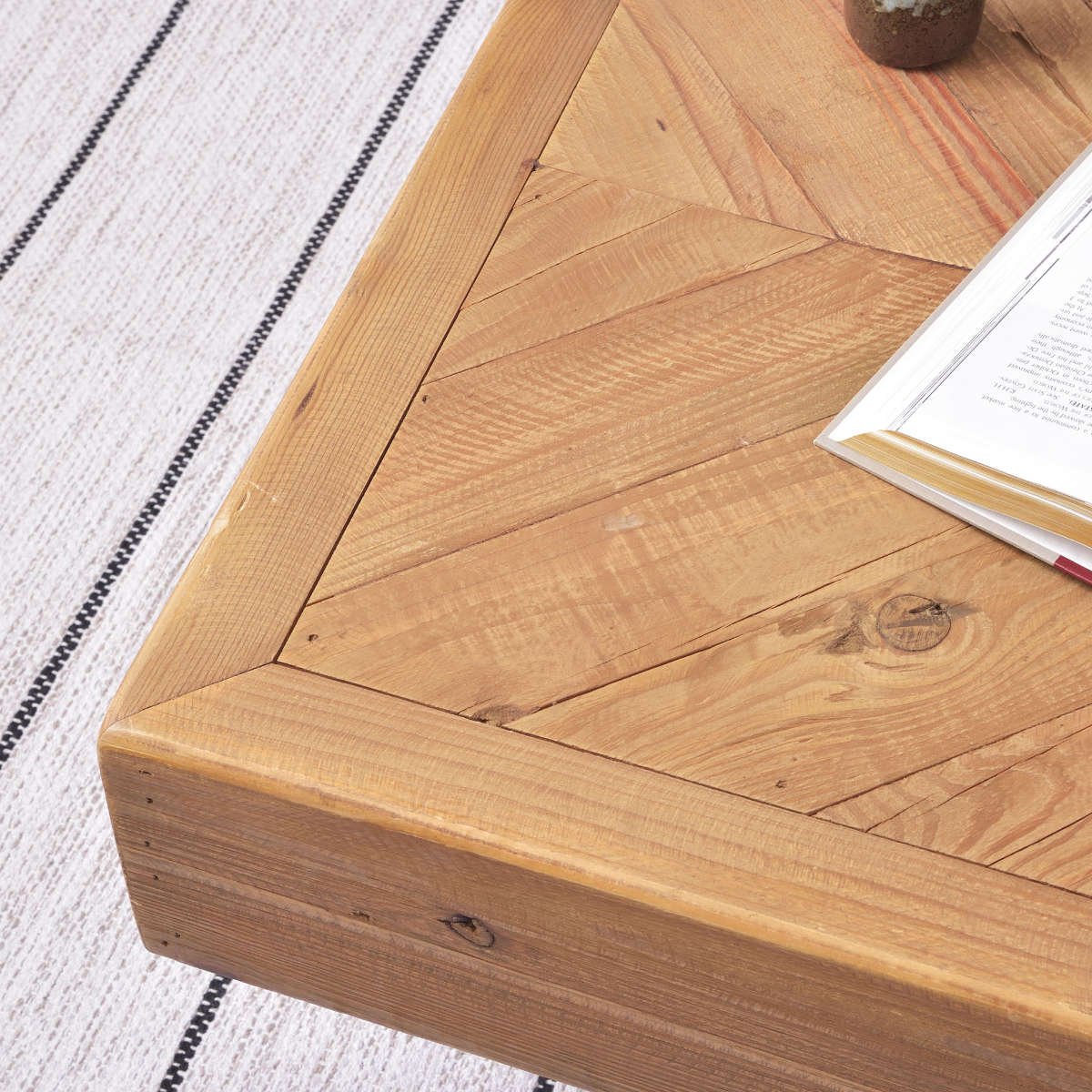 東谷 センターテーブル 幅125cm 木製 天然木 古材 ヘリンボーン