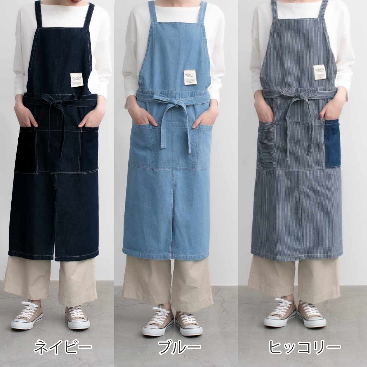 エプロン 綿100％ ラップエプロン デニム ポケット付き COCOWALK