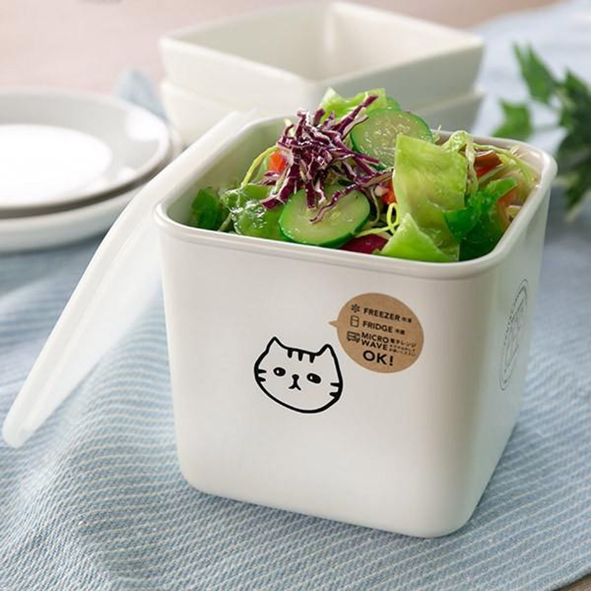 保存容器 1.1L 猫柄 角型 PFF NECO スクエアストッカー M 樹脂製