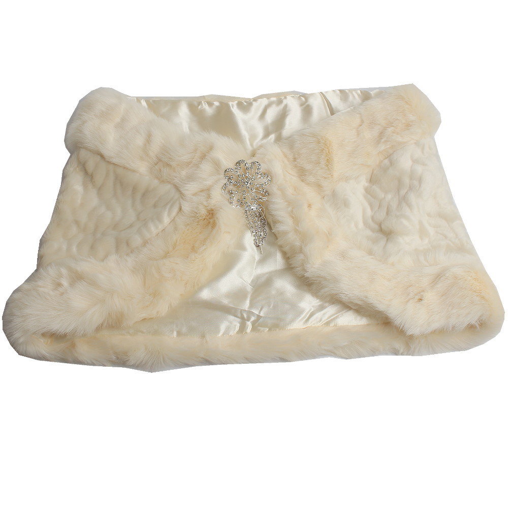 ファーショール ケープ 前留めブローチプレゼント パーティー ストール