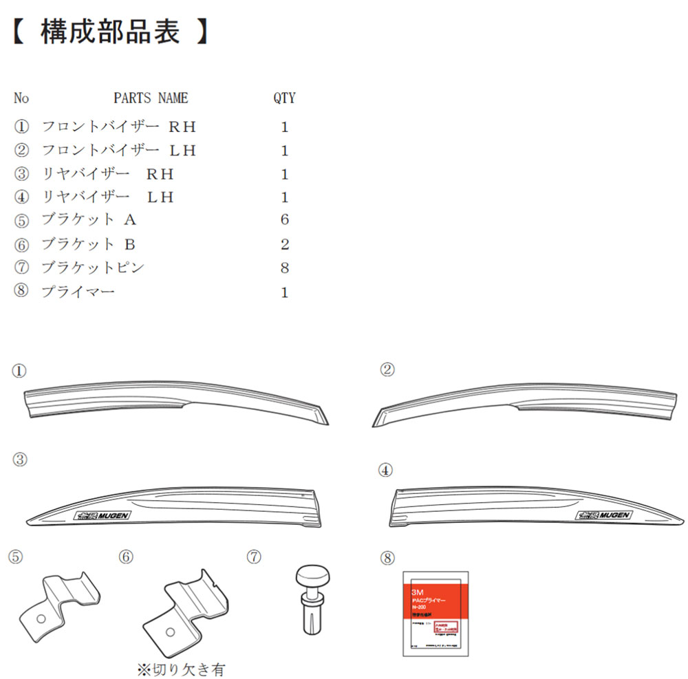 無限（MUGEN） ベンチレーテッドバイザー シビック FD1 / FD2 / FD3