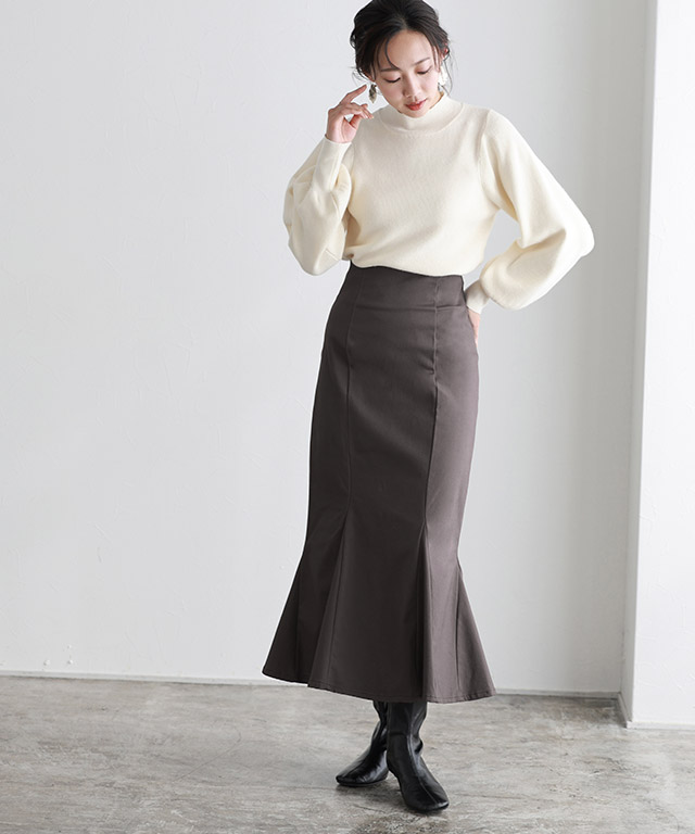 Pierrot（ピエロ） スカート 微起毛 セミフレア フレア 柔らかい 綿混