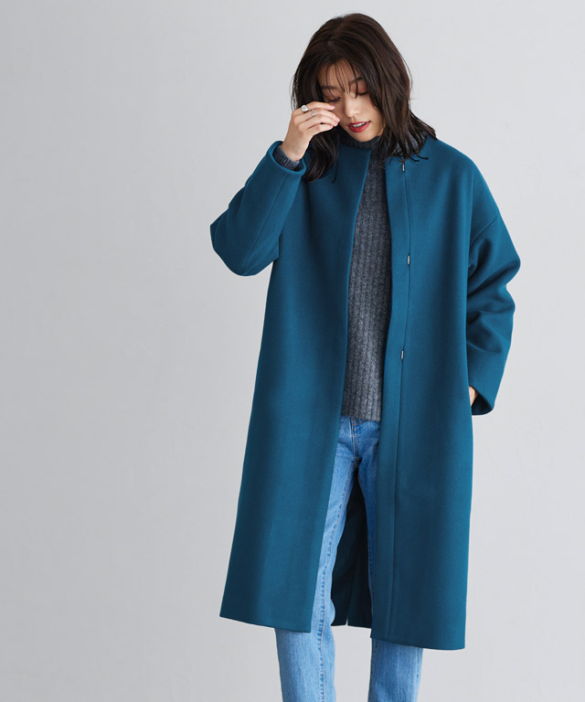 Pierrot（ピエロ） (決算セール) コート ノーカラー アウター 丸首