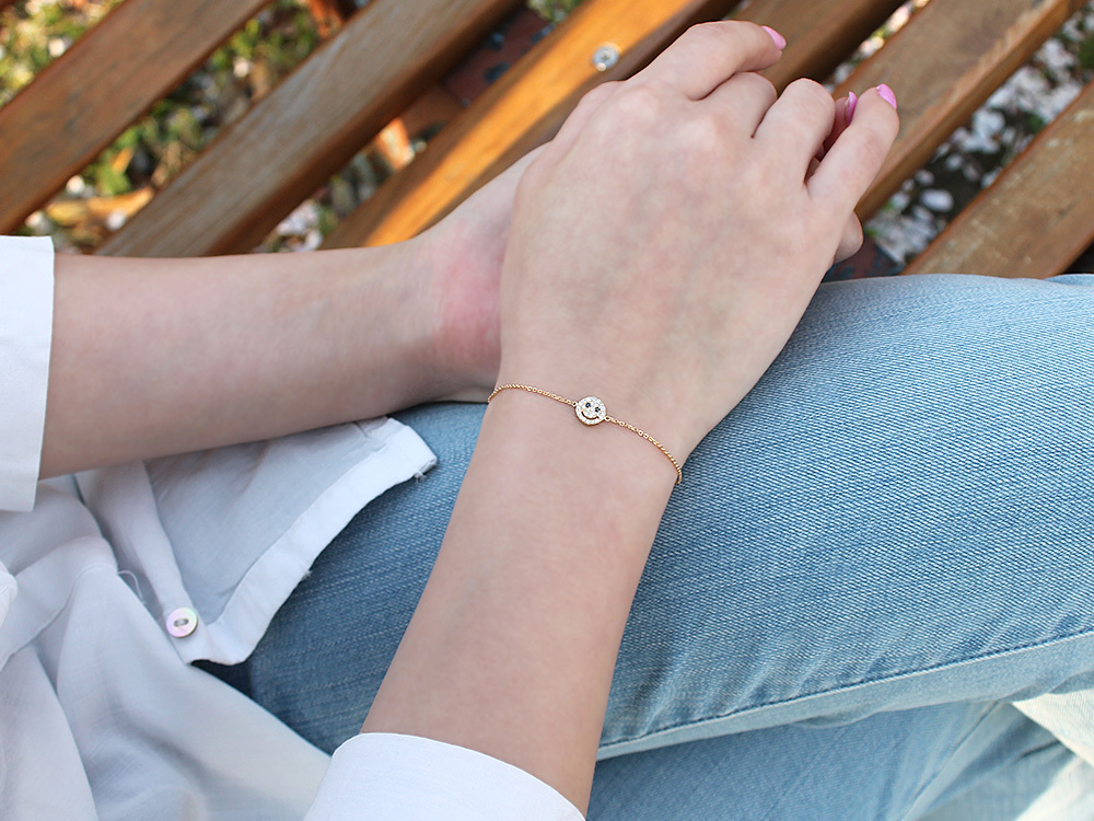 ブレスレット レディース 18K スマイル k18ブレスレット ダイヤモンド