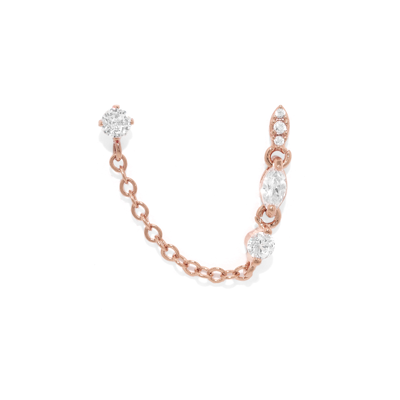 凛 RIN 軟骨ピアス 16G ボディピアス 2連 チェーン 2way ストレート