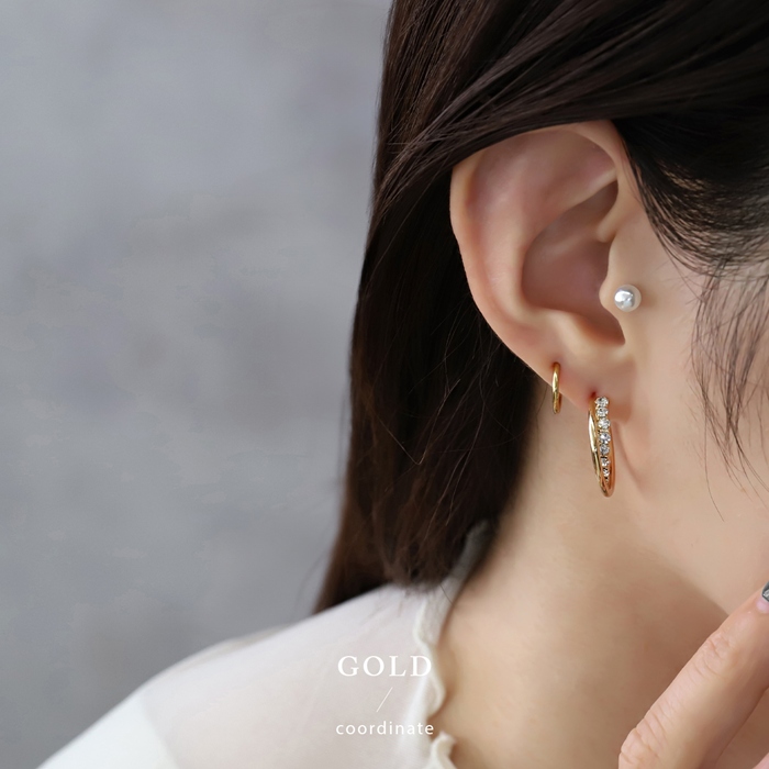 凛 RIN ピアス 18金 18Kコーティング レディース ニッケルフリー 2連