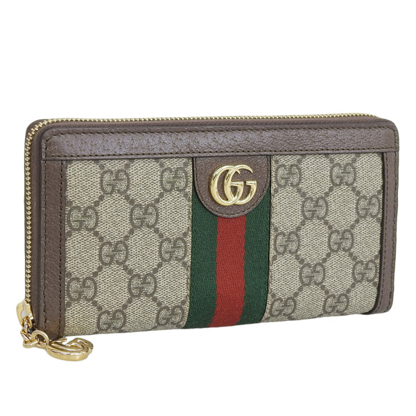 GUCCI（グッチ） 財布 レディース 長財布 ラウンドファスナー ブラウン
