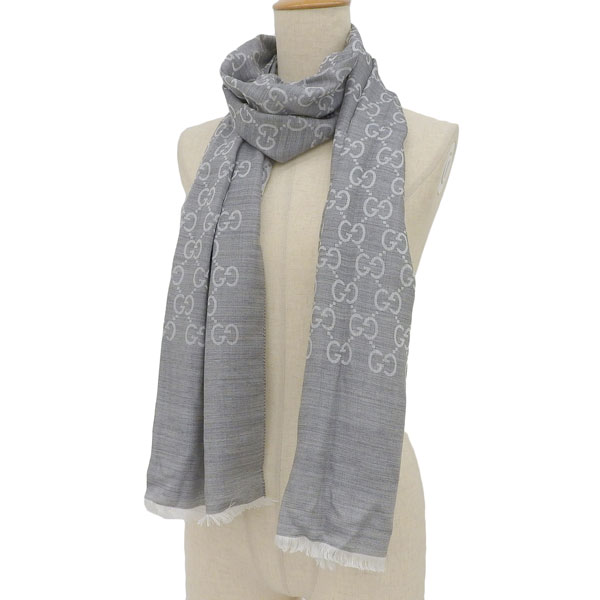 GUCCI（グッチ） マフラー ストール レディース ライトグレー GG 冬