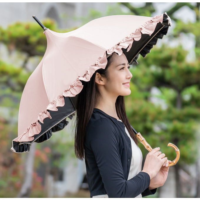 ロサブラン 日傘 完全遮光 長傘 フリル uv 晴雨兼用 1級遮光 完全遮光
