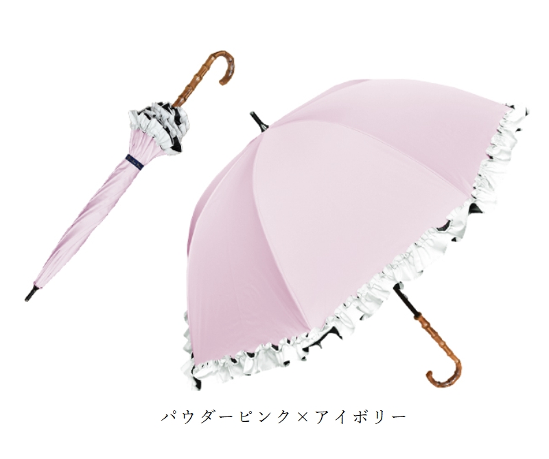 ロサブラン 日傘 完全遮光 長傘 フリル uv 晴雨兼用 1級遮光 遮熱 軽量