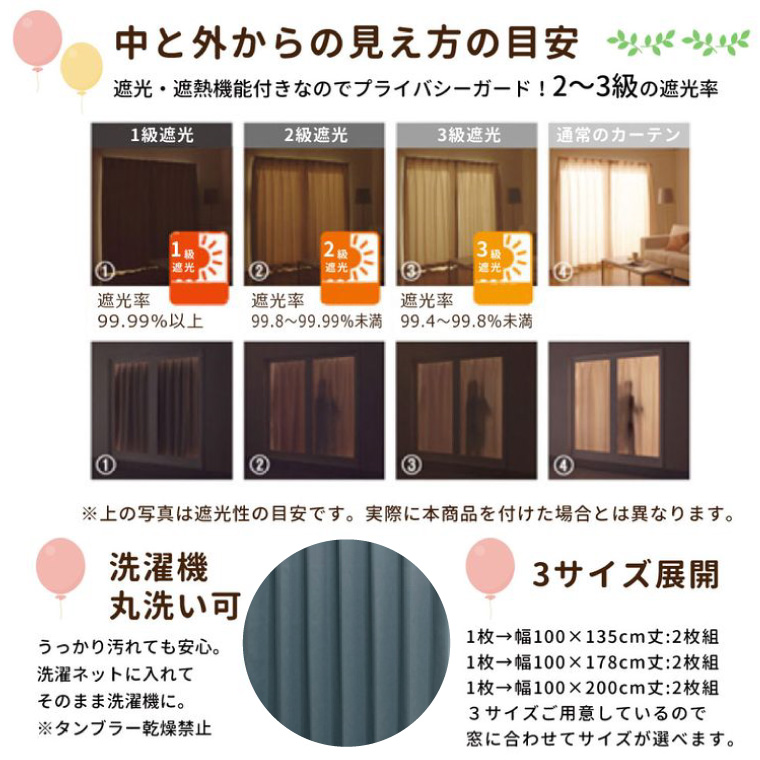 カーテン 遮光 2級 レースカーテン 4枚セット 4枚組 幅100×丈135cm