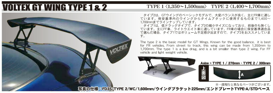 VOLTEX ボルテックス GTウイング Type2 ウエット カーボン 1500mm