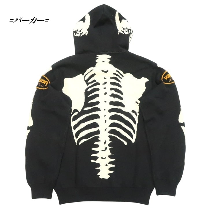 VANSON（バンソン） ジャガードニット セーター スカル/ボーン/ドクロ