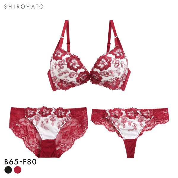 SHIROHATO（白鳩） ブラジャー 花柄刺繍レース ショーツ セット T