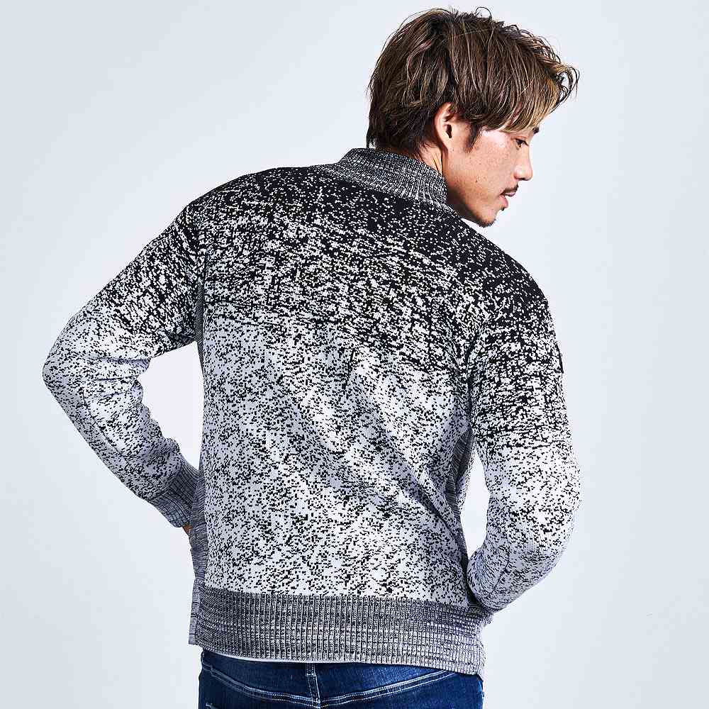 VIOLA ニットブルゾン メンズ フルジップ セーター グラデーション 総