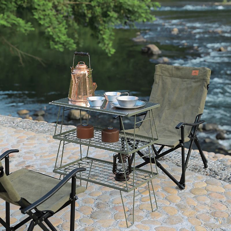 フィールドラック カーキ キャンプ アウトドア テーブル ラック マルチ
