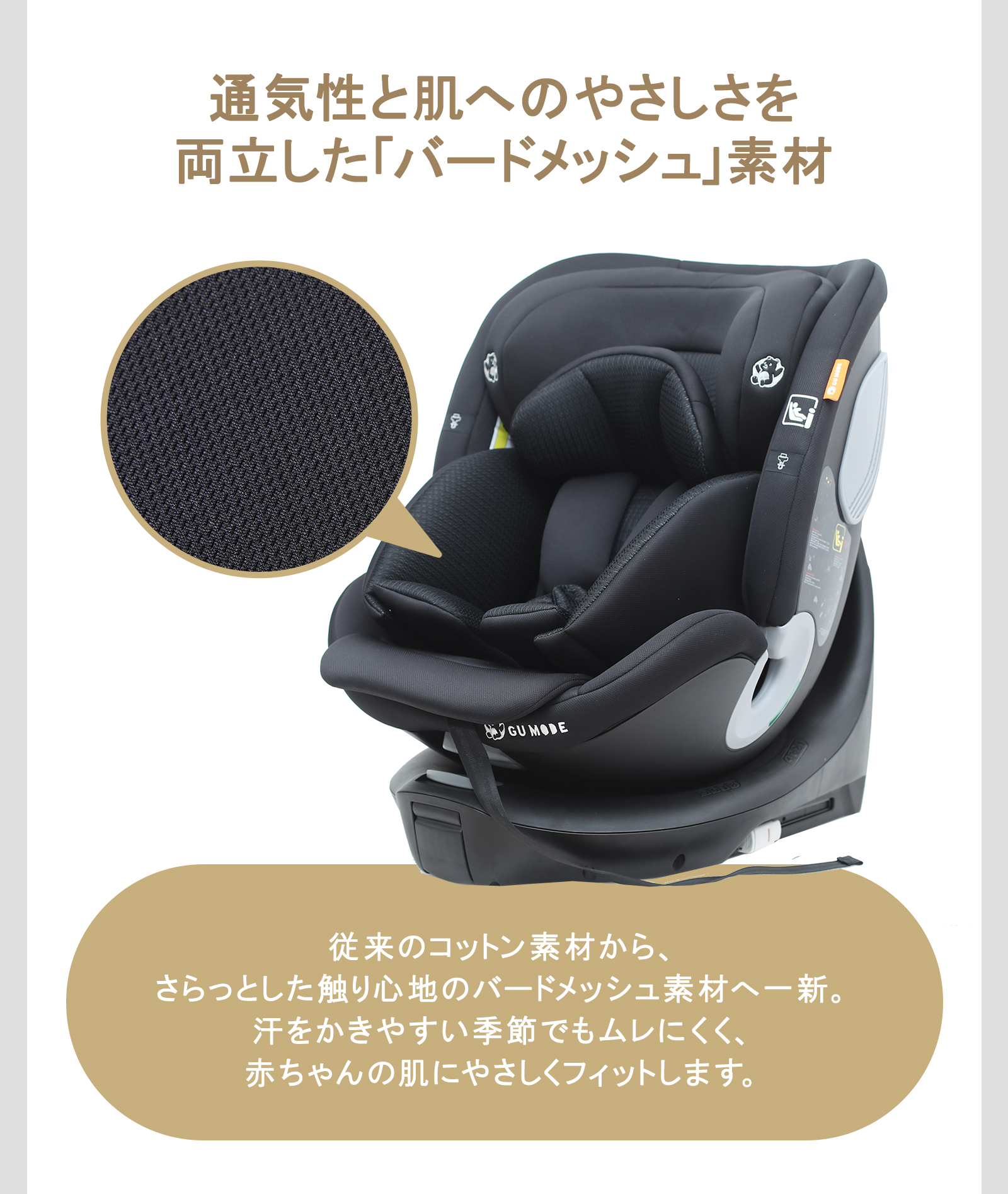 チャイルドシート GU MODE 新生児 360回転式 新基準R129 isofix キッズ