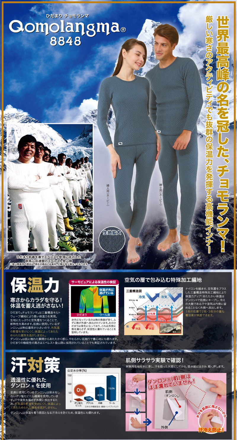 ひだまり チョモランマ 婦人用 上下セット M〜LLサイズ 健繊 健康肌着