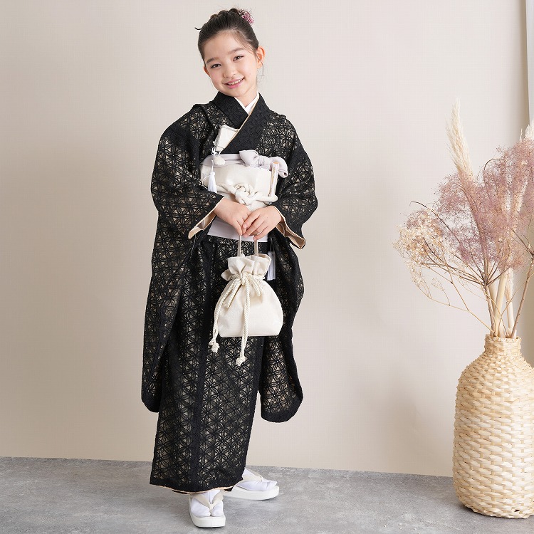 レンタル 七五三 着物 7歳 女の子 utatane レトロ レース 黒系