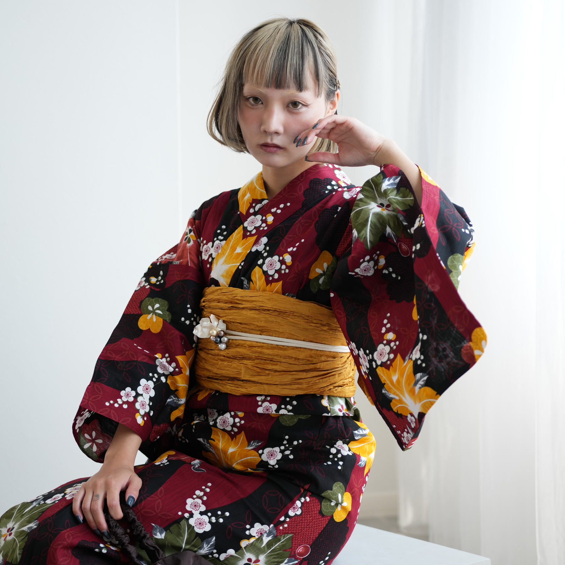 浴衣 レディース セット ニコアンティーク 高級変わり織 浴衣3点セット