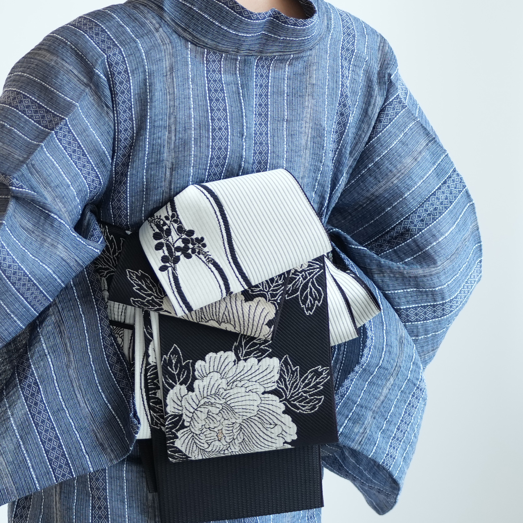 utatane 帯 小袋帯 正絹 半幅帯 博多織 長尺 リバーシブル 牡丹