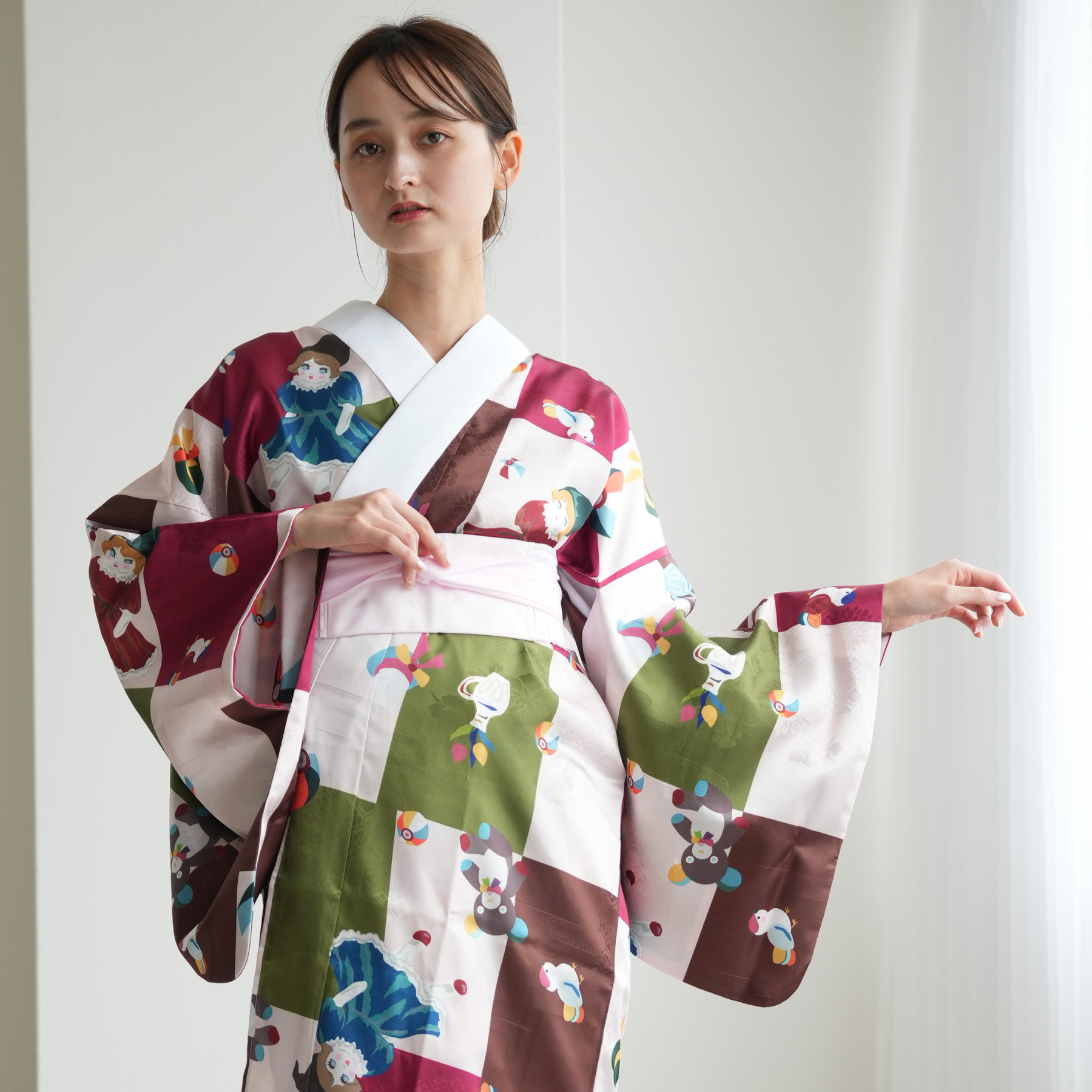 長襦袢 レディース フリーサイズ ニコアンティーク 洗える長襦袢