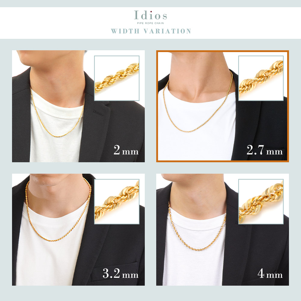 18金 ネックレス 18k メンズ レディース イエローゴールド 「Idios