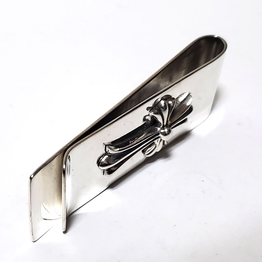 マネークリップ/札挟み シルバー925 68mm フローラルクロス紋章 大型