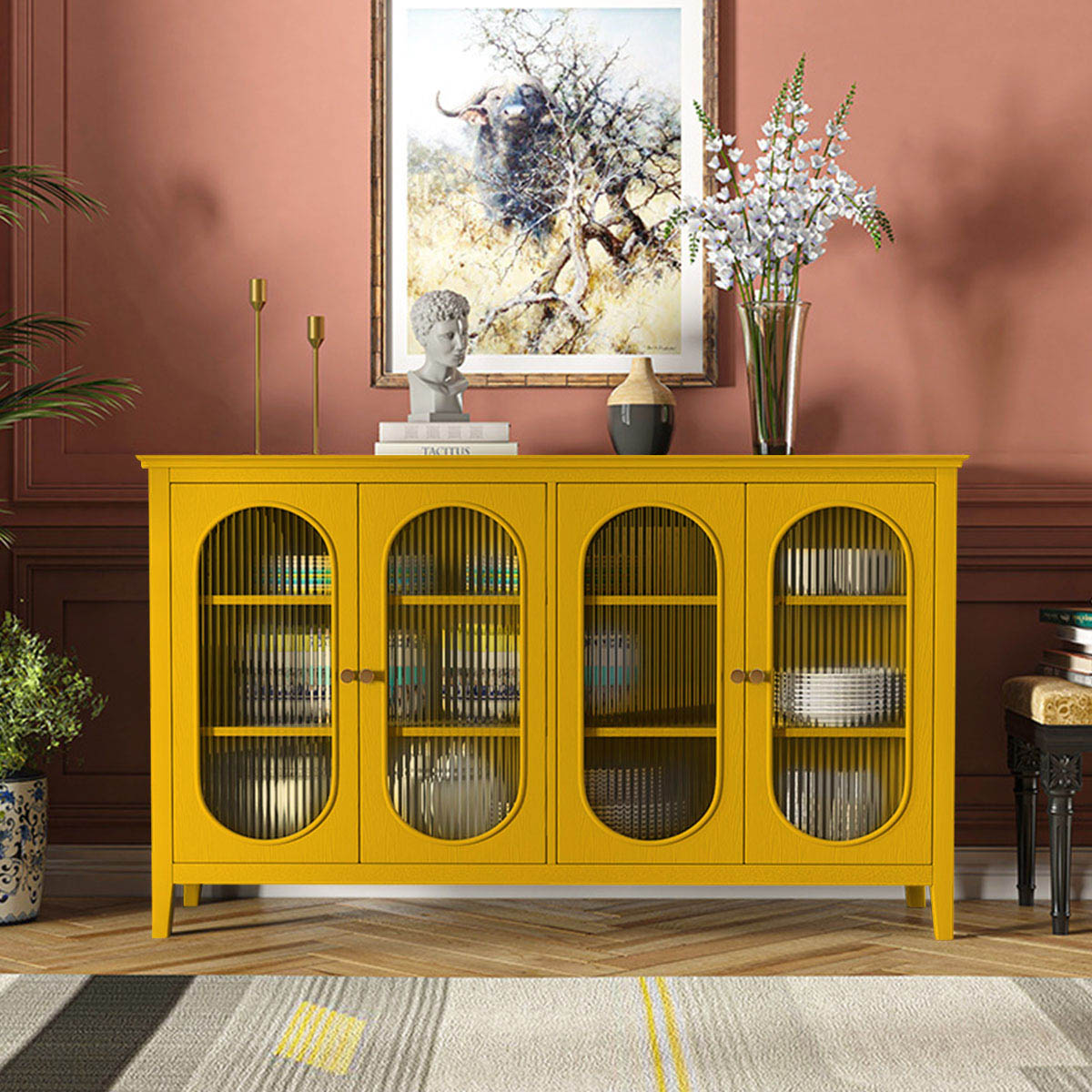 VeroMan 食器棚 収納棚 扉付き 収納 キャビネット 収納家具