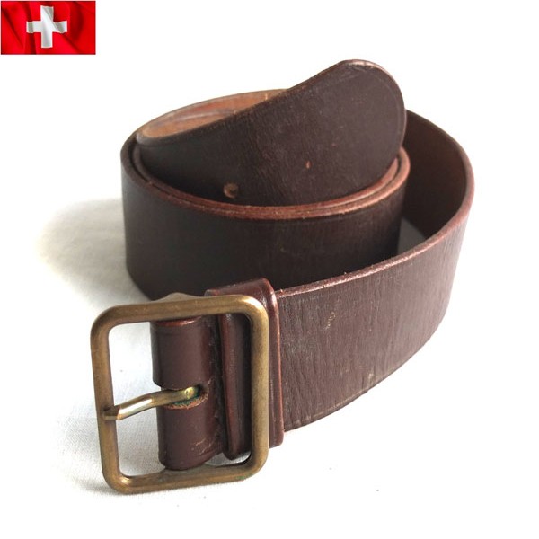 MILITARY（ミリタリー） 実物 USED スイス軍 レザーベルト ブラウン