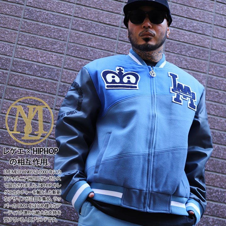 LIVE MECHANICS アウター 長袖 スタジャン ブルゾン 大きいサイズ