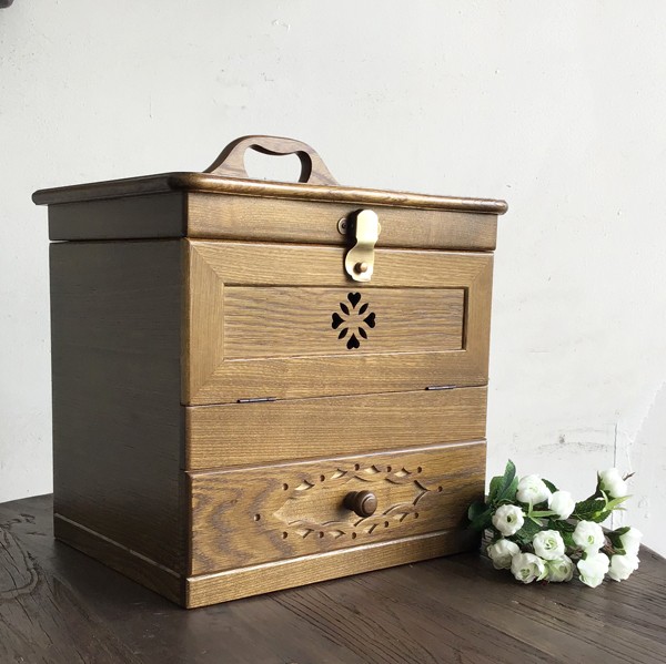 ウッドギャラリー樹 3面鏡メイクボックス 三面鏡付 メイクボックス