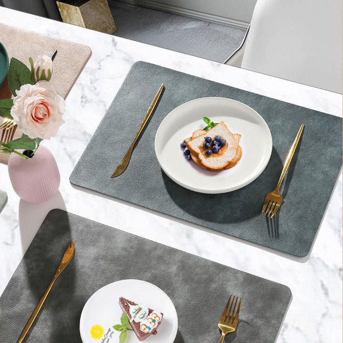 ランチョンマット 高質PUレザー 2枚セット マット リバーシブル 無地