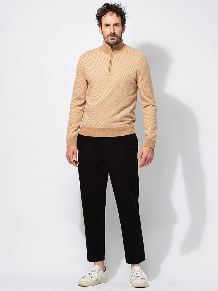 HUGO BOSS（ヒューゴ・ボス） ウール混 モックネック ハーフジップ