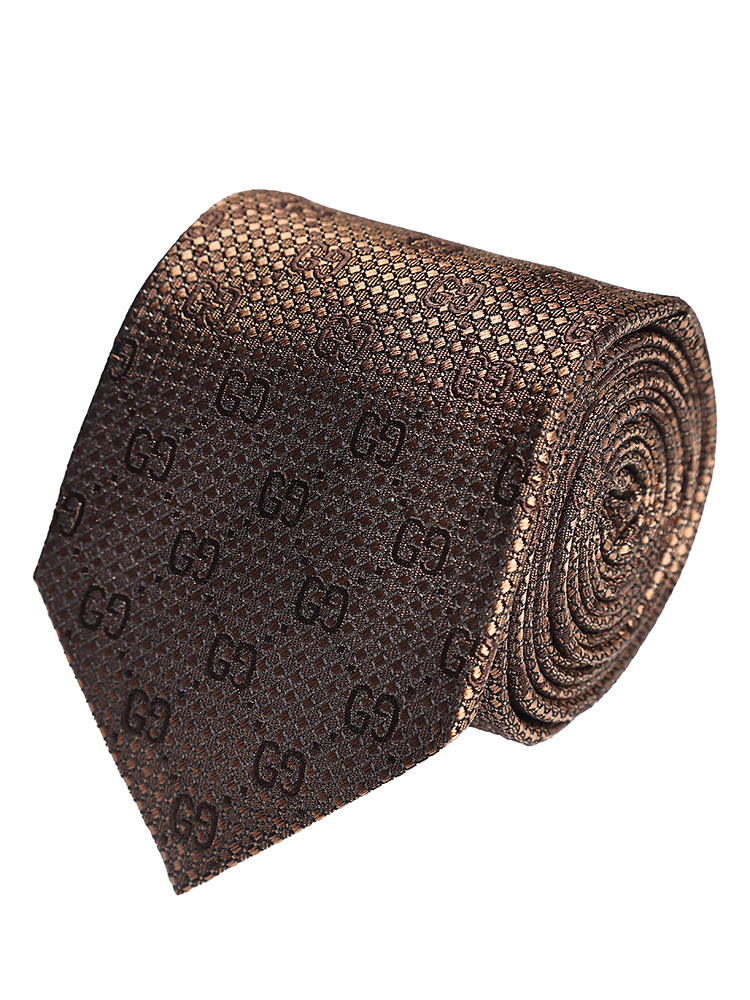 GUCCI（グッチ） シルク100％ ダミエジャガード 総柄 ネクタイ メンズ