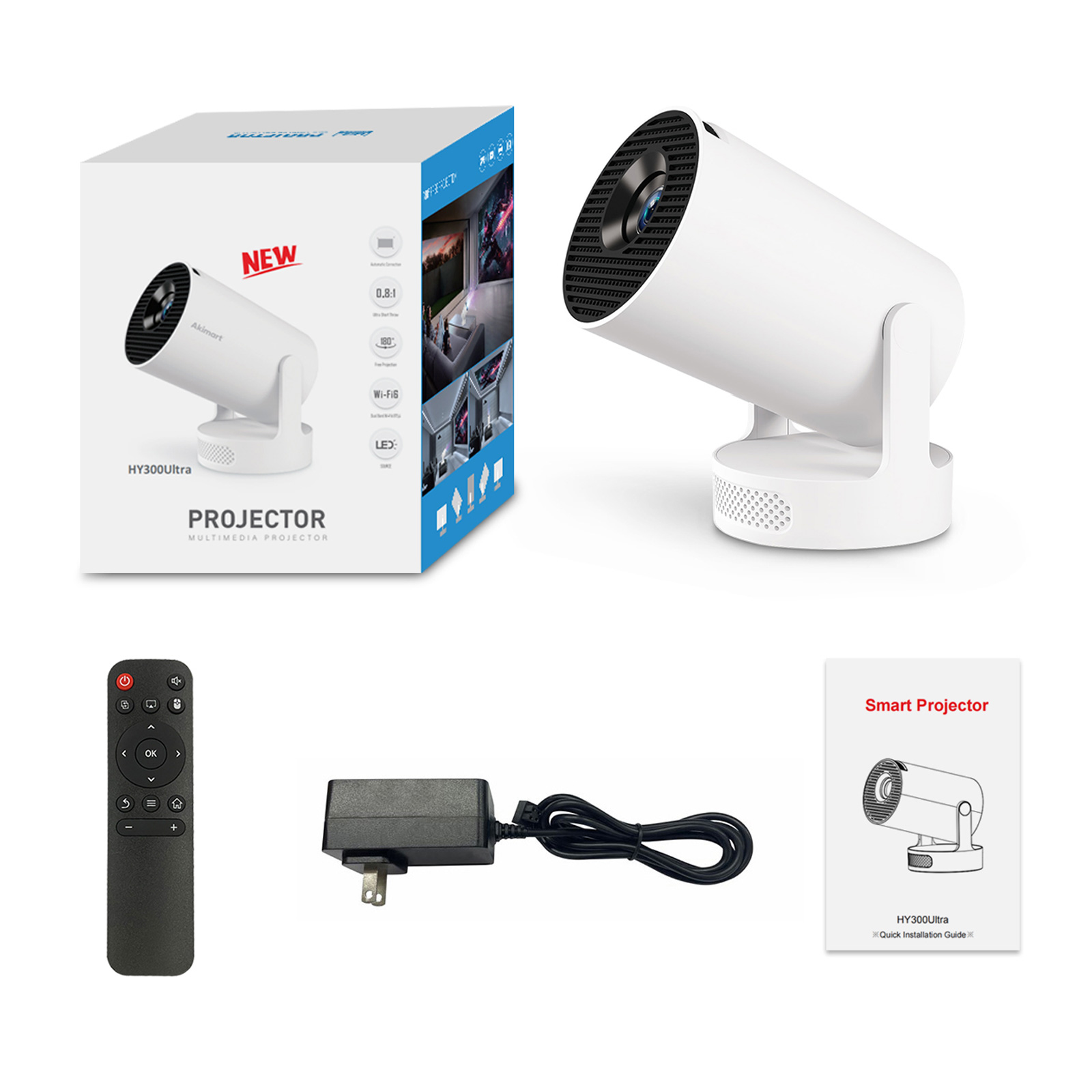 家庭用 プロジェクター 軽量 小型 天井投影 180度回転 Android TV 自動