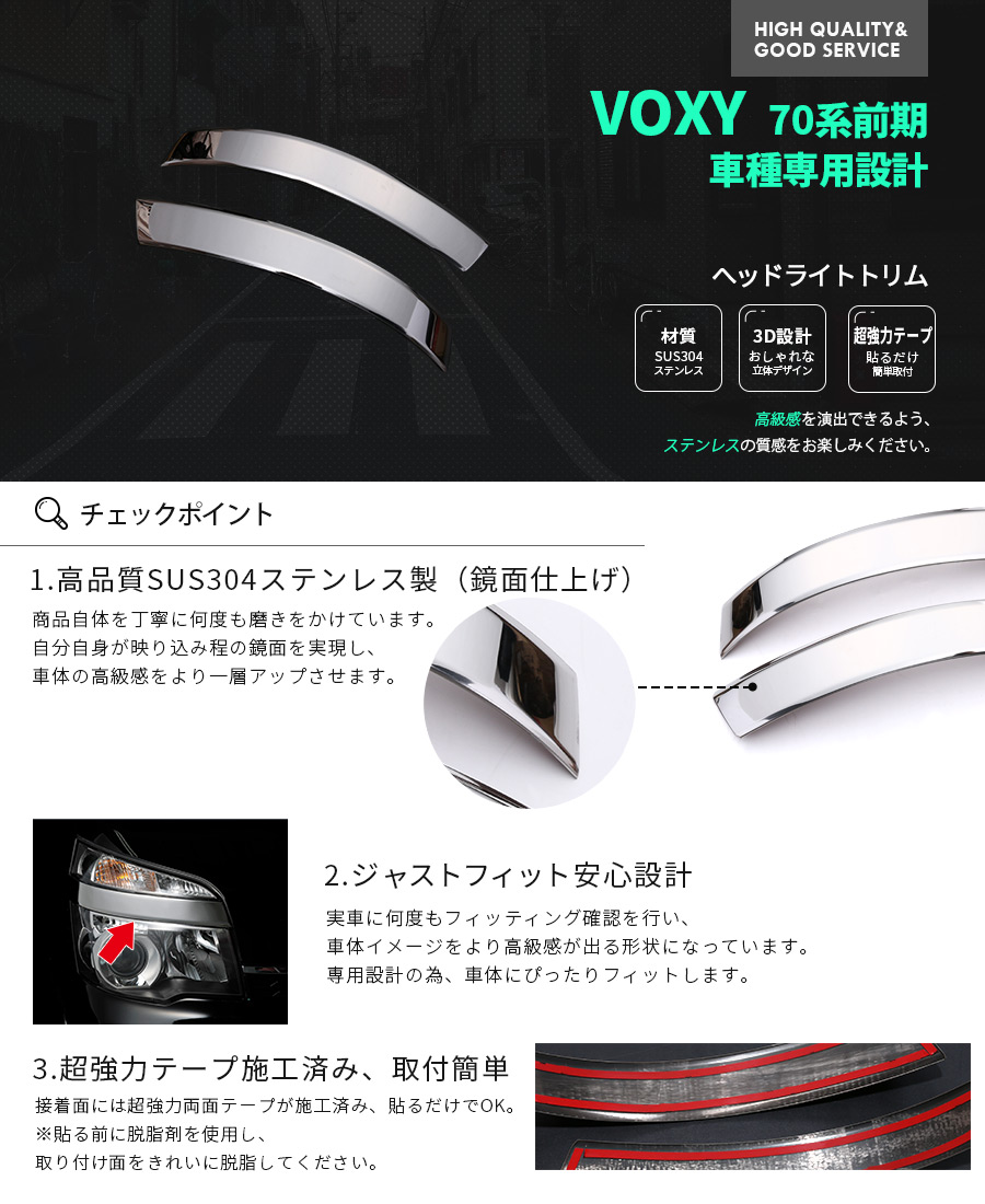 特価SALE ヴォクシー 70系 前期 ヘッドライトトリム ヘッドランプ