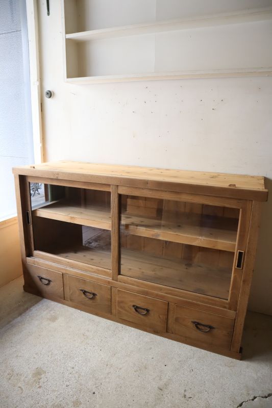 木肌の良い横長の重ね食器棚 - 古道具＋original‐紫山‐ shizan