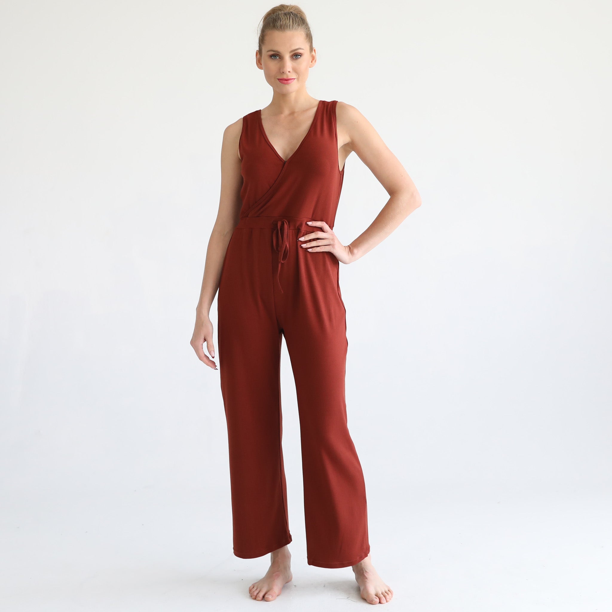 Juliette Nursing Friendly Jumpsuit (Rust) – Sweat & Milk